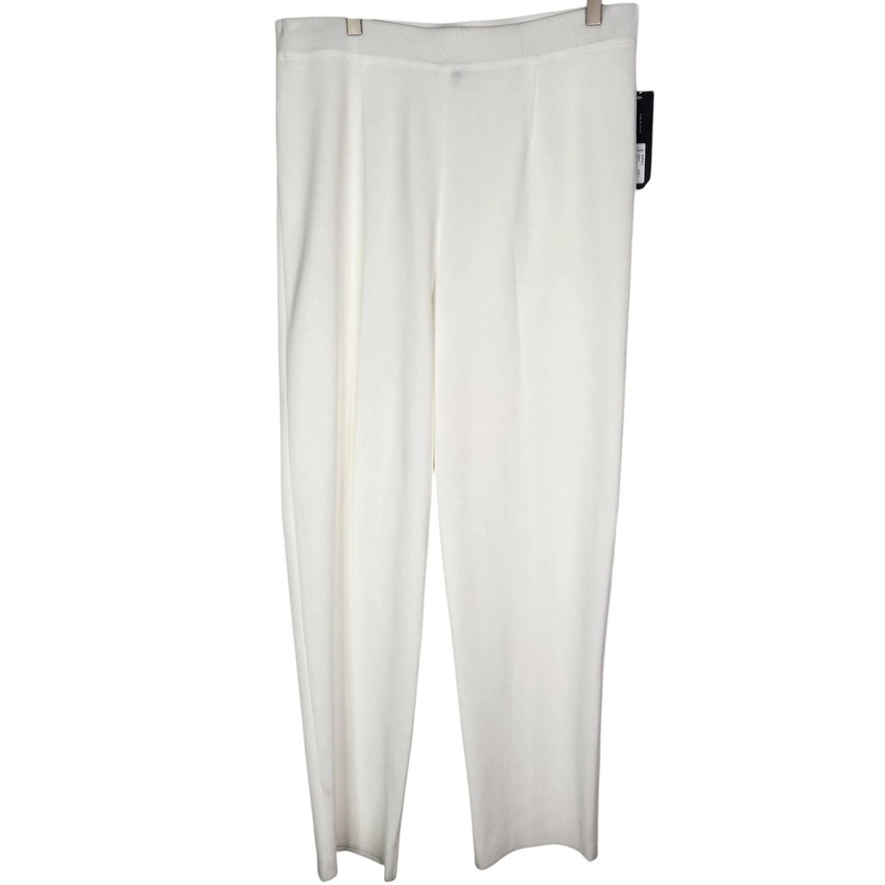 MISOOK Dress Pants Womens Large White Knit Pull On‎ Elastic Waist Travel Work